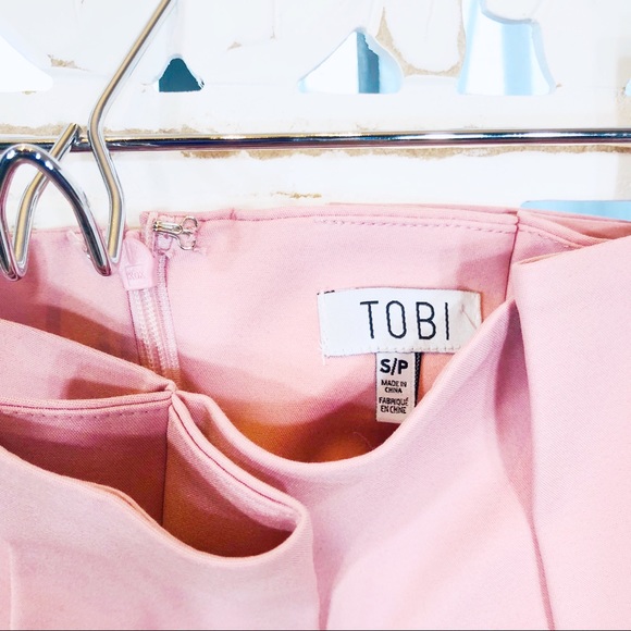 Tobi Blush Pink Structured Pleated Mini Skirt - Picture 3 of 4